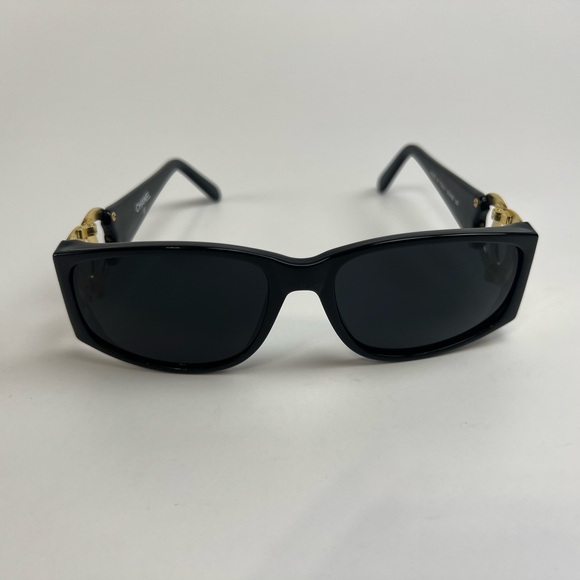CHANEL Black Sunglasses with Gold Details